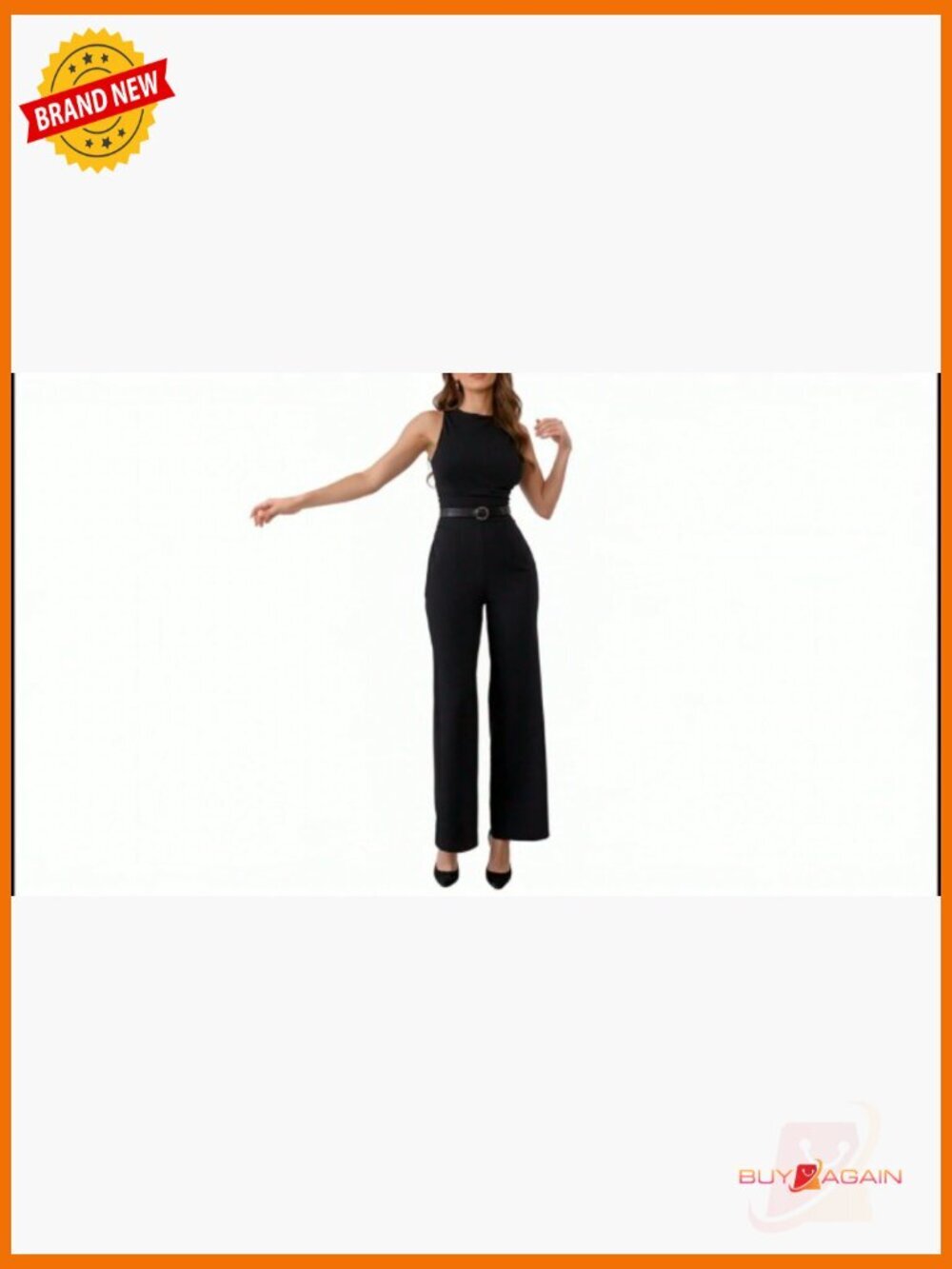 Sleeveless Ruched Jumpsuit with Belt Wide Leg Office Romper - Picture 6 of 6